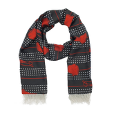 Black & Red Tassels Silk Scarf